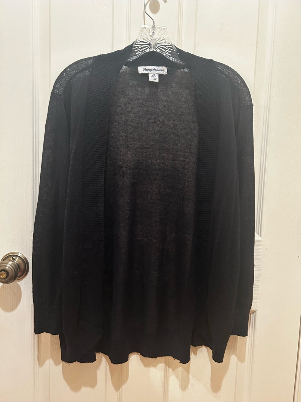 Tommy Bahama Black Open-Front Lightweight Cardigan